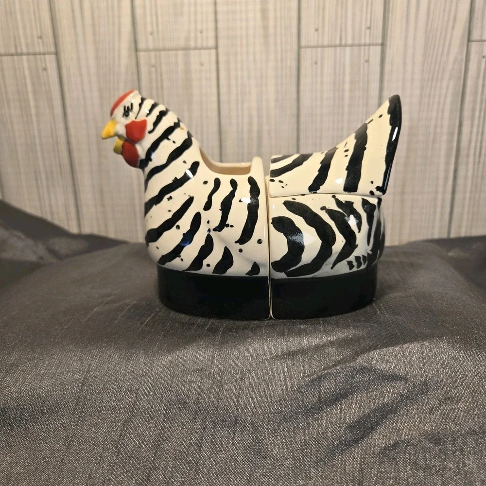 Vintag Department 56‎ French Hen Black And White Collection Cream and Sugar Bowl